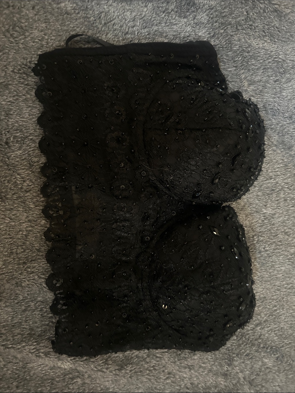Windsor Black Beaded Lace Strapless Bustier